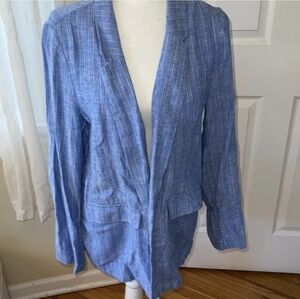 Old Navy Blue And White Linen Easy Flow Casual Blazer Size XXL